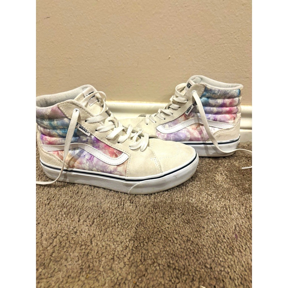 VANS Filmore Hi Heart Tie-Dye High Top Suede Sneakers US Missy 5.5 Pastel Pink
